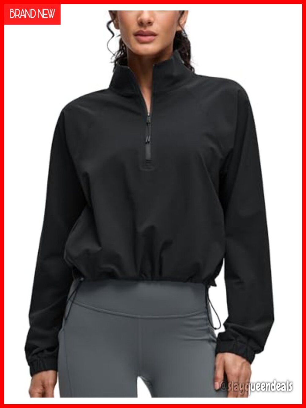 Lightweight half zip drawstring athletic jacket